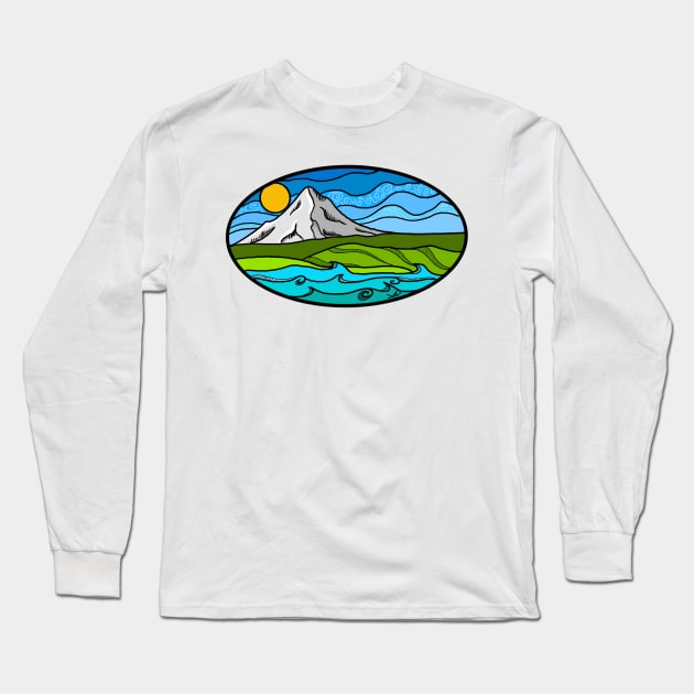 Mt. Hood to the Pacific Coast Long Sleeve T-Shirt by FernheartDesign